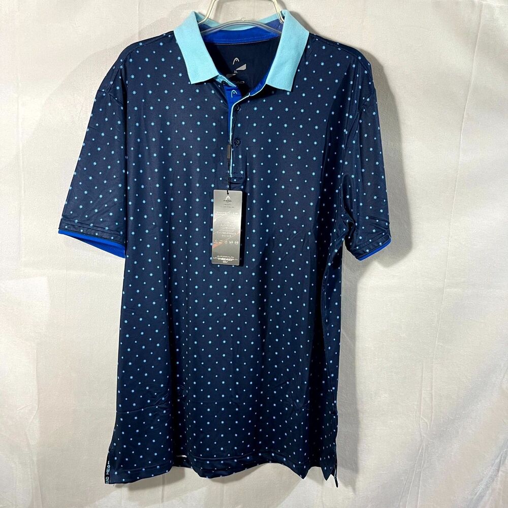 Head Golf Polo Shirt Shawn XL Navy Blue Geometric Memory Stretch NWT